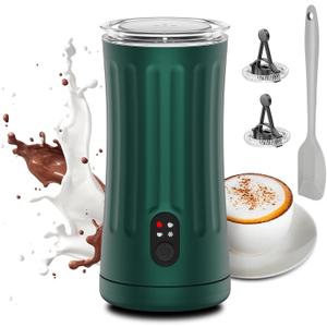 Milk Frother, Upgraded 4-in-1 Milk Frother and Steamer, Hot and Cold Foam Maker and Milk Warmer with Temperature Control & Auto Shut-Off, Frother for Coffee, Latte, Cappuccino, Matcha(Green)