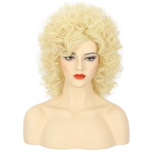 karlery Women Long Big Blonde Wave Curly Wig Retro Singer Cosplay Wig for Halloween Party Fashion Costume