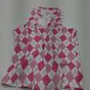 MoFiz Women Racerback Sleeveless Golf Polo Shirt V-Neck Collarless Tennis Running Tank Tops Quick Dry Athletic Casual (Medium, A-pink Plaid)