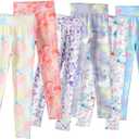 6 Pack Girls Printed Leggings High Waisted Yoga Pants for Girls Full Length Leggings Kids Stretchy Pants (4-5T, Multi 1)