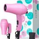 Portable Travel Hair Dryer,Mini Lightweight Dual Voltage Blow Dryer 1200W with Folding Handle,Blowdryer with One Concentrator