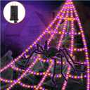 Spider Webs Halloween Decorations Lights - 550 LEDs Outdoor Giant Halloween Decor Lights with16.4ft,4ft Spider,8 Modes,Waterproof&Timer for Yard Porch Garden,Outside Party (with Spider)