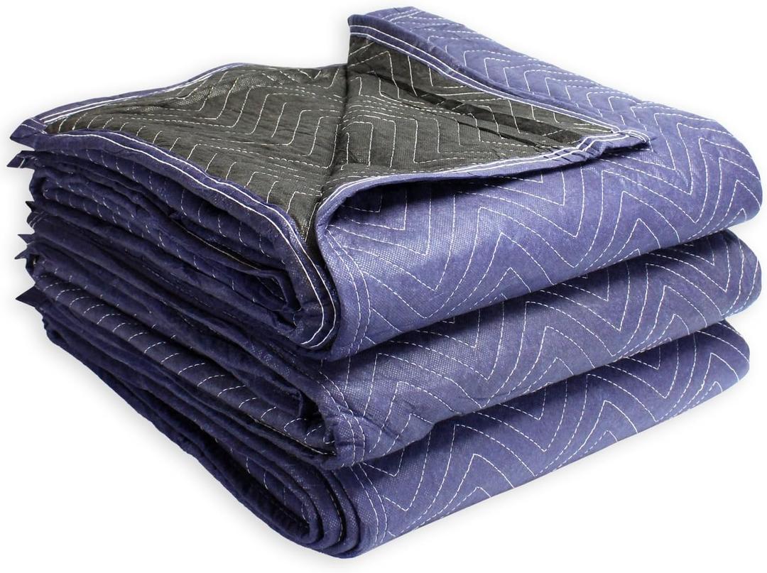 Deluxe Moving Blanket Pad, Quilted Blue 72"x80" 3 Pack