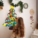 3.2Ft DIY Felt Christmas Tree Set for Kids Toddlers, 34 Hanging Ornaments Felt Christmas Tree with Light Wall Craft Kits for Xmas Party Office Decoration, New Year Door Wall Decorations