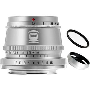 TTArtisan 35mm F1.4 APS-C Format Large Aperture Manual Focus Fixed Lens for Fujifilm X Mount Cameras Silver
