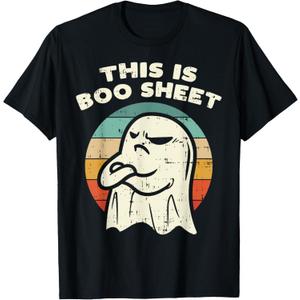 This is Boo Sheet Ghost Retro Halloween Costume Men Women T-Shirt L 