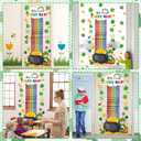 St. Patrick's Day Bulletin Board Decorations 3D Irish Door Decorations 3D Rainbow Lucky Shamrock Clover Paper Cutouts with Rainbow Papers for Green Irish March Holiday Classroom Home Door Wall Decor