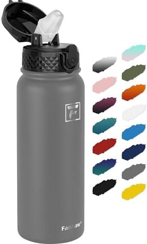 Fanhaw 20 Oz Stainless Steel Insulated Sports Water Bottles with Straw for Kids, Men and Women (Gray) Fanhaw 20 Oz Stainless Steel Insulated Sports Water Bottles with Straw for Kids, Men and Women (Gray)