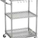 3 Tier Rolling Utility Metal Carts with Wheels Heavy Duty Cart 750Lbs
