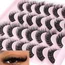False Eyelashes Russian Strip Lashes Volume Fake Eyelashes Extension D-Curly Wispy Handmade Soft Reusable 14 Pairs Lashes Pack