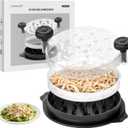 Cleangor Chicken Shredder Tool Twist, Visible Chicken Breast Shredder Tool Meat Shredder with Removable Tray, Ergonomic Handle, Non-Slip Base Food Shredder Tool for Chicken, Pork, Beef, Fish, Black