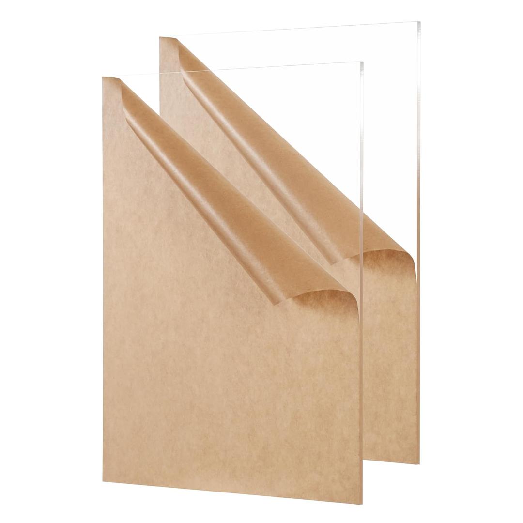 Clear Acrylic Sheet 18" x 24" x 1/8" Thick (3mm) Cast Plexiglass Panel Transparent Plastic Board for Craft, Display Projects, Wedding Sign, Laser Cutting, Engrave, Pack of 2