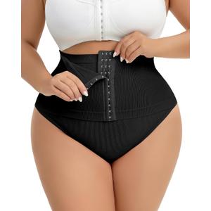 Belly Support Underwear Slimming Underwear Shapewear Thong for Women High Waist Thong (Black, XL)