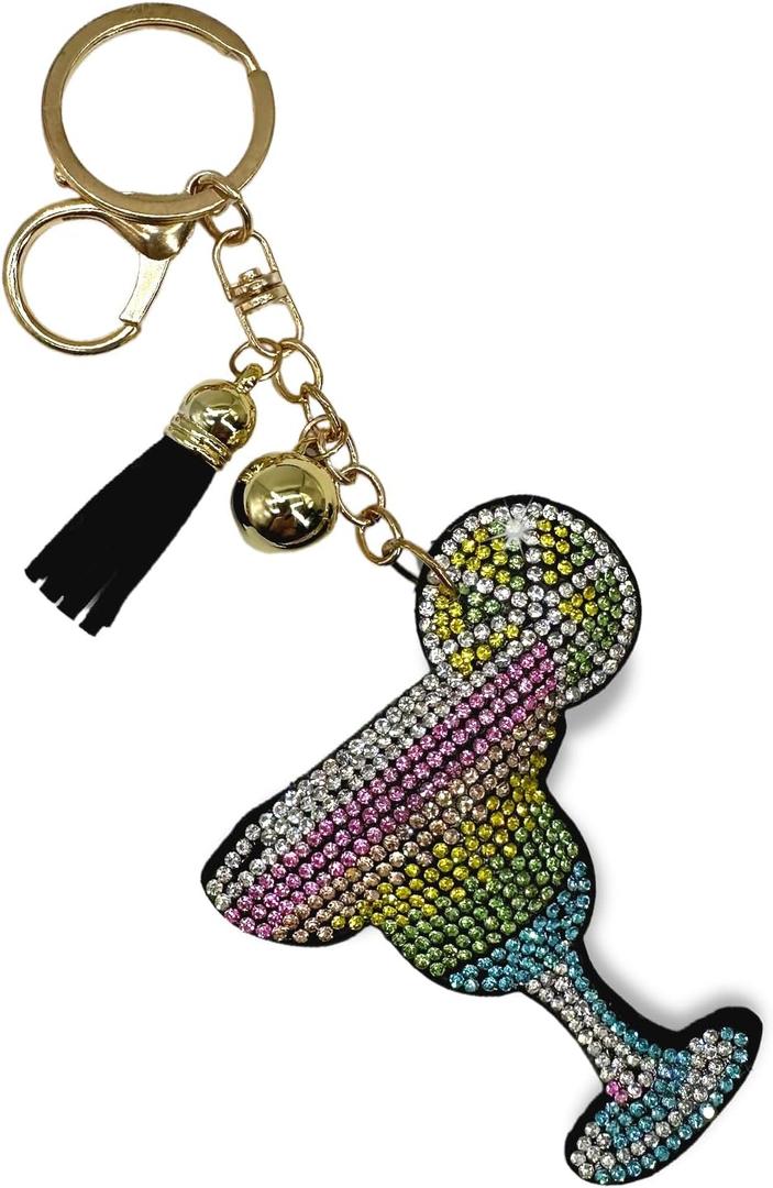 3 x Sparkling Keychains Bag Charms for Women Girls, Crystal Bling Rhinestone Key Ring Car Fob, Backpack Handbag Accessories