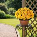 8 Bundles Artificial Flowers for Front Door, Fake Silk Azalea Bouquet Silk Flowers for Outside UV Resistant Realistic Faux Plants for Planter Farmhouse Patio Garden Walkways Home Decor (Yellow)