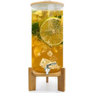 Drink Dispenser,3 Gallon Drink Dispensers for Parties,Glass Beverage Dispenser with Spigot - Jumbo Glass Drink Dispenser,Bars,Restaurants,Party,Suitable for cold/hot water