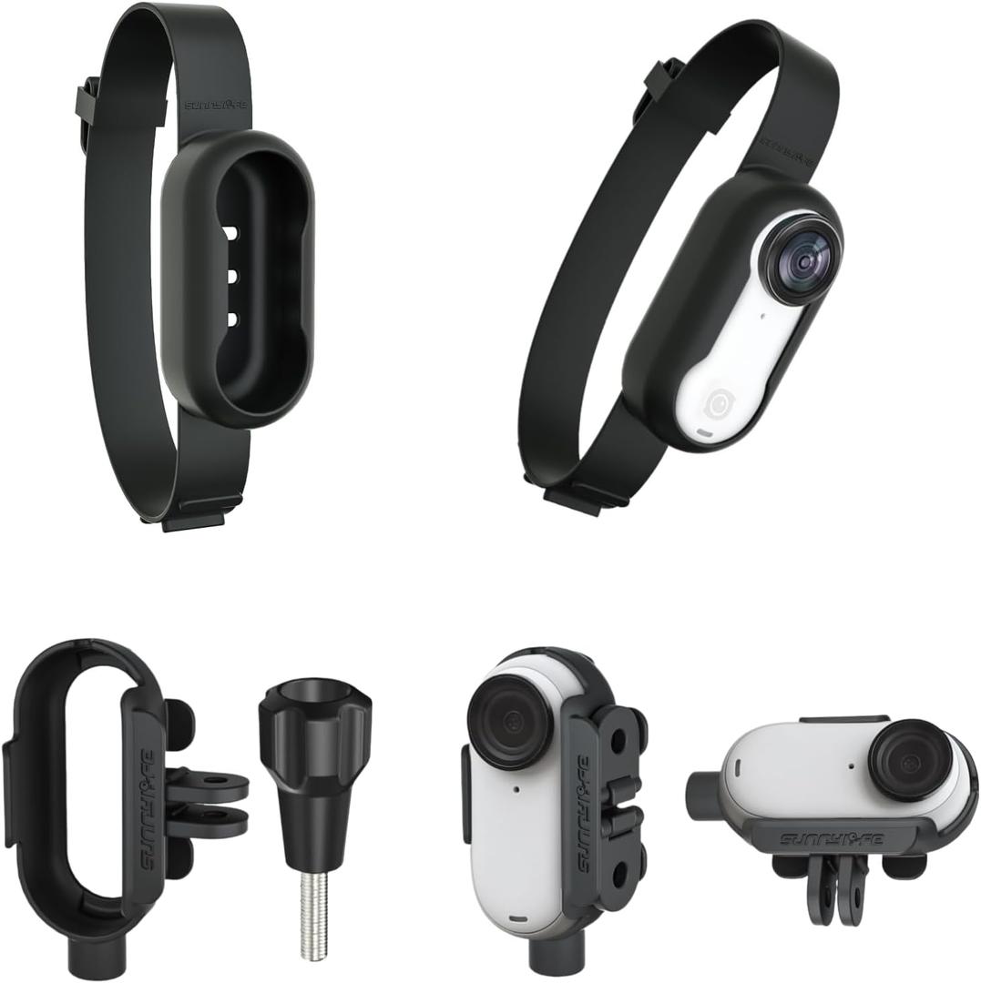 360 GO 3/ GO 3S Camera Multifunctional Silicone Strap + Mount Adapter for Insta360 GO 3 / GO 3S Drone Mount Wristband Backpack Stripe Bicycle Strap Cat Collar Tripod Mount ect., Black