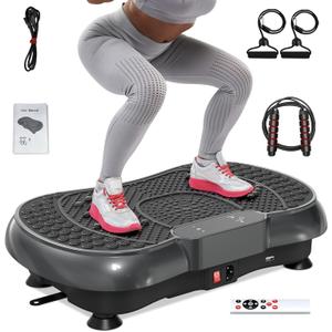 Bigzzia Vibration Plate Exercise Machine for Weight Loss  100-Speed Platform with Remote & Resistance Bands, 450 lbs Capacity  Quiet Full Body Workout for Lymphatic Drainage at Home (black)