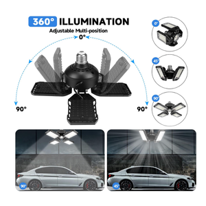Aoretic LED Garage Lights 1 Pack -120W, 12000LM 6500K Led Shop Light with 4+1 Deformable Panels, Basement Barn Light Garages Ceiling Lights, E26/E27 for Garage, Warehouse, Shop