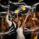 48 Pcs Light Up Wedding Wands Bulk with Ribbons & Bells, Romantic Fairy Light Wands with 3 Colorful Flashing Modes for Wedding Send Off, Bride Groom Exit, Party, Graduation, Concert