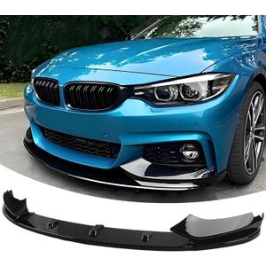 NEESPOC Front Bumper Lip Splitter Spoiler Compatible with BMW 4 Series 2014-2020 428i/ 430i/ 435i/ 440i/ F32/ F33/ F36/ (M Sport Models), Gloss Black 4pcs Air Chin Body Kit Exterior Accessories