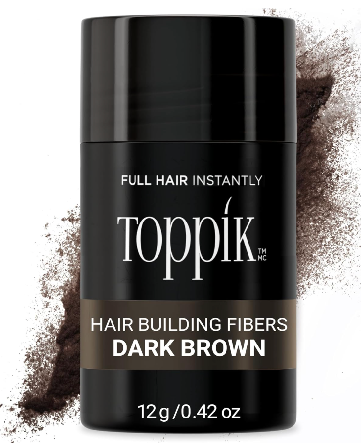 Toppik Hair Building Fibers, Dark Brown, 12g Fill In Fine or Thinning Hair, Instantly Thicker, Fuller Looking, 9 Shades for Men & Women, Keratin Protein Formula