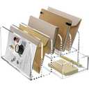 SANRUI Desk Organizers and Accessories, Acrylic Mail Organizer Countertop, 5-Slots File Sorter with Drawer, Desktop Organizer for Office Supplies