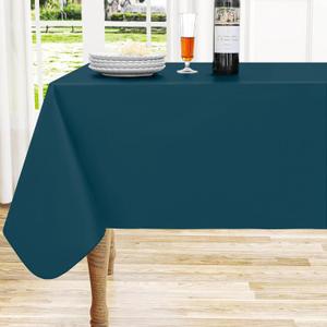 homing Rectangle Vinyl Tablecloth, Waterproof Spillproof Plastic Flannel Backed Table Cloth, Wipe Clean Table Cover for Dining, Buffet Parties and Camping (Peacock Blue, 60" x 84")