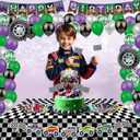 Monster Truck Birthday Decorations - Cake Topper, Banner, Backdrop, Latex Balloons, Foil Balloons, Table Cover, Sticker Set,149Pcs Set, Monster Truck Party Decorations (Purple and Green)