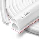40 Feet White Rubber D-Shape Door Seal Strip, Extra Thick, Self-Adhesive, Easy Cut to Size, Weather Stripping for Door Frame Insulation, Large Gap (FKBGDW40FT)