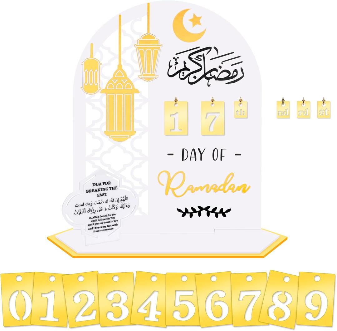 Ramadan Decorations for Home - Acrylic Ramadan DIY Countdown Calendar Gift for Kids, Eid Countdown Advent Calendar Mubarak Ornament for Table, Muslim Ramadan Party