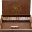 Juegoal Shut The Box Wooden Board Dice Game with 12 Numbers and Lid for Kids Adults Families, 2 Players and Up