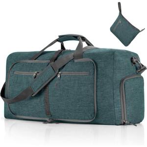 Travel Duffle Bag for Men, 65L Foldable Travel Duffel Bag with Shoes Compartment Overnight Bag for Men Women, Green