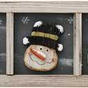 Attraction Design Wood Snowman Wall Decor Hanging Christmas Sign, Rustic Snowmen Decoration Wall Art Wooden Holiday Decorative Sign Hanging Xmas Dcor 16.8X6.6in