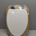 Mayfair Bennett Toilet Seat with Matte Black Hinges, Slow Close Wood Seat, Secure Metal Hinges, Easy Install, Made in USA, Elongated, White