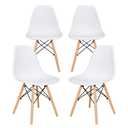 SUPER DEAL Modern Dining Chairs Set of 4 Plastic DSW Shell Lounge Chair Mid Century Side Chairs with Solid Wood Legs for Living Room, Kitchen, Dinning Room, Bedroom, Black