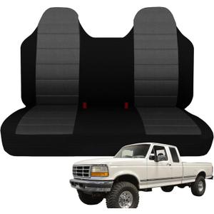 ESMING Front Bench Seat Cover with Molded Headrests for Ford F150 F250 F350 1992 1993 1994 1995 1996 1997 1998 Heavy-Duty Oxford Fabric No Center Armrest Washable Truck Seat Protector - Black
