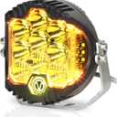 7 Inch 90W Amber Yellow LED Offroad Light with DRL, 8000LM Waterproof Driving Light Spot Flood Combo Work Light for Wrangler, ATV, SUV, UTV, Trucks, Pickup, 4x4, F150 - Pack of 1