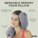 Dot&Dot Twist Memory Foam Travel Pillow for Airplanes - Travel Neck Pillow for Sleeping - Airplane Pillow for Neck Support, Chin, Lumbar and Leg - Adjustable, Bendable Neck Roll Pillow - Gray