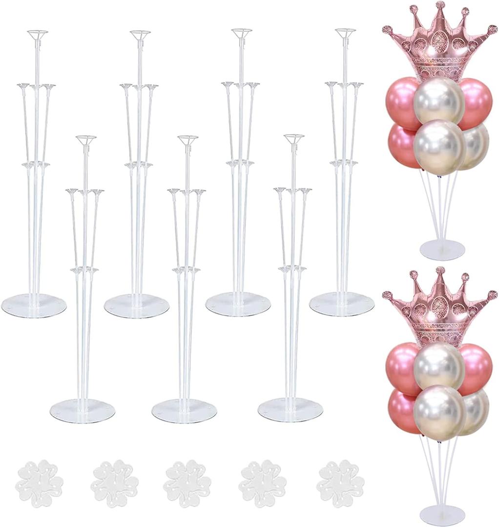 7 Sets Balloon Stands for Table Balloon Stand Kits Clear Table Balloon Centerpiece Stand Balloon Holder Decorations for Birthday Baby Shower Graduation Party Decorations