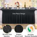 4 Pack Black Spandex Tablecloths for 6 Foot Rectangle Tables, Wrinkle Free Stretchy Table Clothes with Skirt for Weddings Birthday Party Banquet Baby Shower