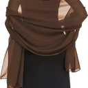 Shawls and Wraps for Evening Dresses Sheer Chiffon Women Elegant Soft Silky Wraps Wedding Bridal Scarf (79*18, Brown)