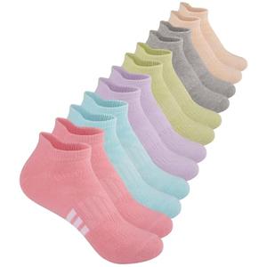 Comfoex 12 Pairs Girls Athletic Ankle Socks for 7-10 Years Old - Cotton Short Socks for Little Big Kids