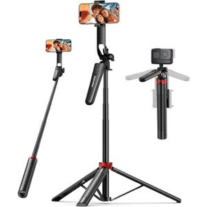 Aureday 72" Phone Tripod and Selfie Stick, Cell Phone Tripod Stand with Wireless Remote & Extendable Phone Mount for Travel/Selfie/Recording/Vlogging, Compatible with iPhone/Android/Camera