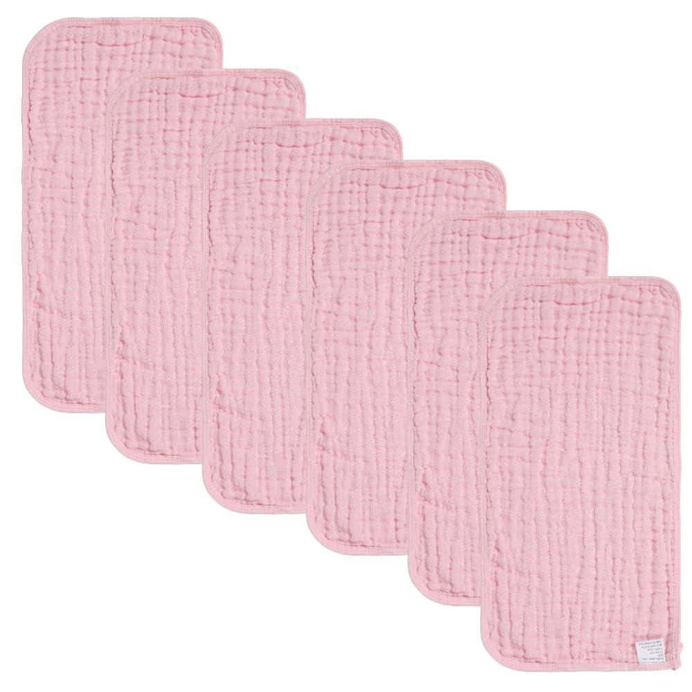 Baby Burp Cloths Muslin Washcloths 6Pack - Muslin Burp Cloths Large 20''x10'' Extra Soft Absorbent Baby Burp Rags for Newborn 100% Cotton for Boys Girls Gift 6 Layers Machine Washable (Color7)