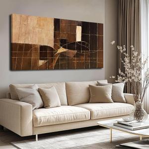 LEVERUP Black and White Modern Wall Art/dark Abstract Wall Art 24×48 Inch/Gold Wall Decor for Living Room Dining Room Office Home Decor