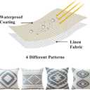 OTOSTAR Outdoor Waterproof Throw Pillow Covers 18x18 Inch Set of 4 Boho Farmhouse Outdoor Cushion Covers for Patio Funiture GardenGeometry80-Grey