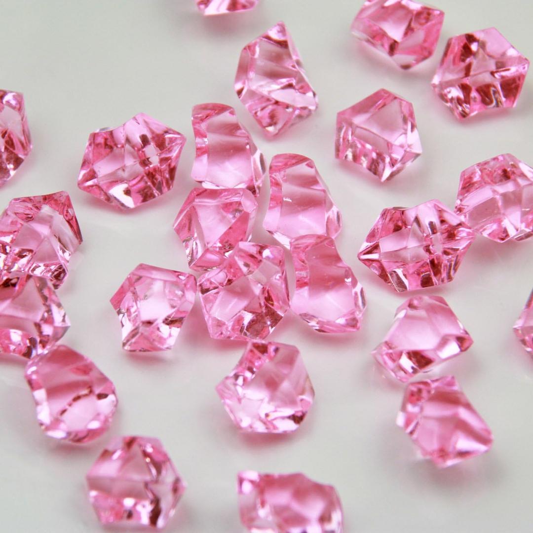 WELMATCH Pink Acrylic Ice Rock Crystals Treasure Gems for Table Scatters, Vase Fillers, Wedding, Banquet, Party, Event, Birthday Decoration(Pink, 150)