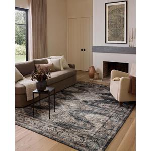 Loloi Amber Lewis Josie Collection JOS-04 Ink/Earth 2'-6" x 10'-0", .13" Pile Height, Low Profile, Machine Washable, Runner Rug