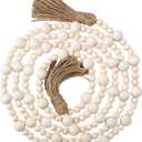 Jetec 7.9 Feet Wood Beaded Garlands with Tassels Christmas Hanging Ornaments Boho Farmhouse Decor Xmas Rustic Wooden Beads Garland for Christmas Table Wall Hanging Decor(Wood Color)